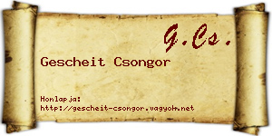 Gescheit Csongor névjegykártya